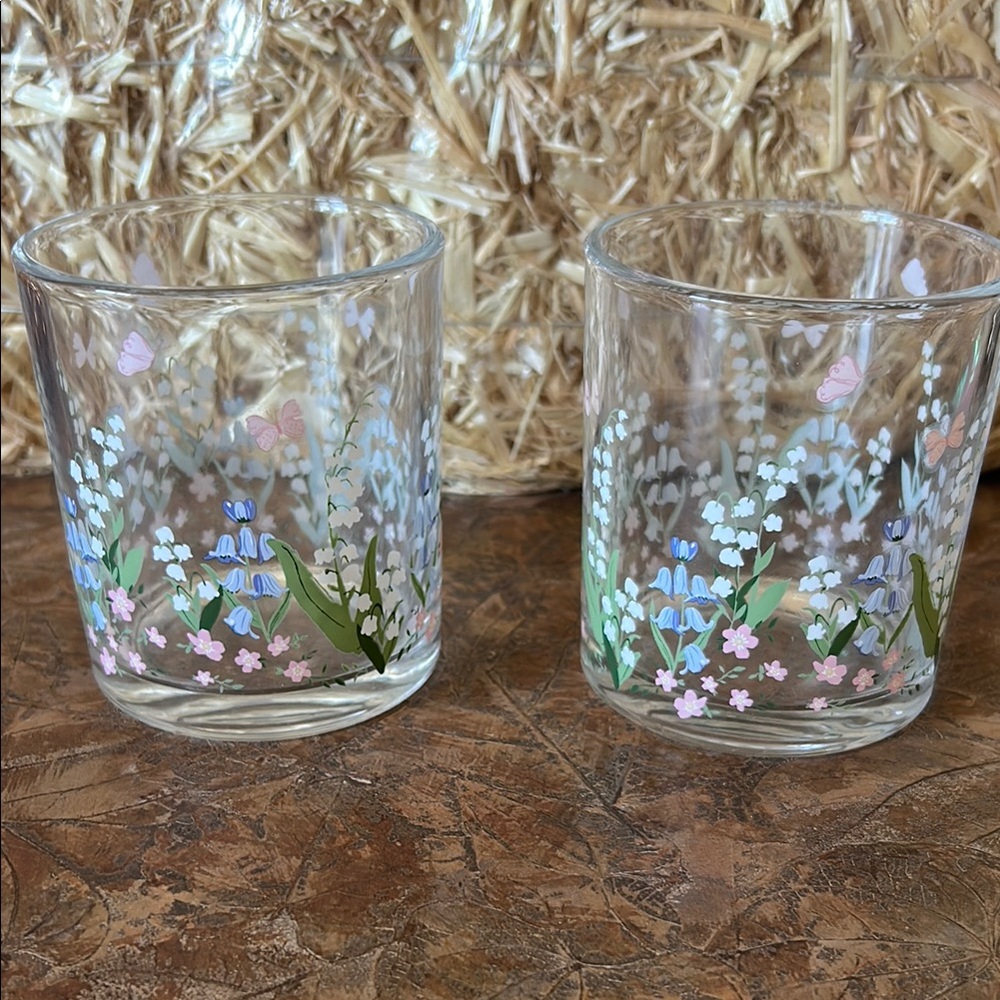Springtime Floral Glass Hand painted Tumbers